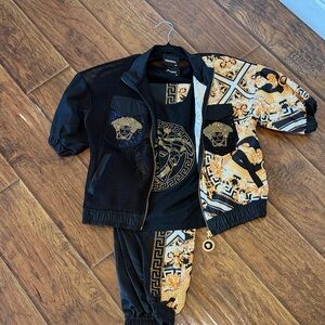 Versace Black and Gold Graphic Tracksuit